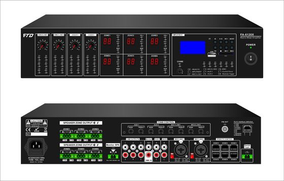 6*120W Audio Matrix Amplifier 6 Channel Pa System Set 70dB S/ N Ratio