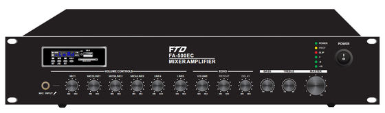 OEM 500W 100V PA System Amplifier With ECHO Mixer Amp Overload Protection