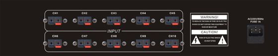 100V 70V 10 Channel PA System Amplifier Monitor Panel 65dB SPL Output